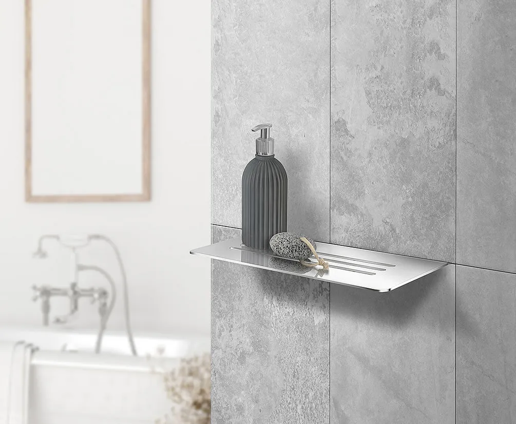 SMEDBO Sideline Collection Grout Line Slotted Shower Shelf, Polished Stainless Steel or Matte Blac