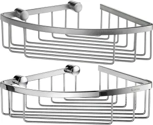 SMEDBO Sideline Collection Solid Brass Wire Corner Shower Basket, Brushed or Polished Chrome