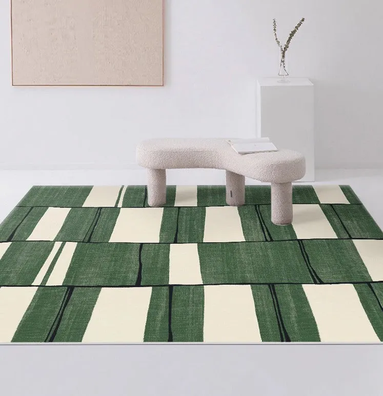 Soft Modern Rugs under Dining Room Table, Contemporary Modern Rugs, Green Geometric Carpets, Abstract Modern Rugs for Living Room