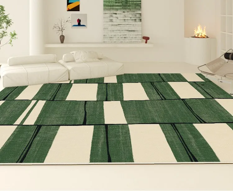 Soft Modern Rugs under Dining Room Table, Contemporary Modern Rugs, Green Geometric Carpets, Abstract Modern Rugs for Living Room