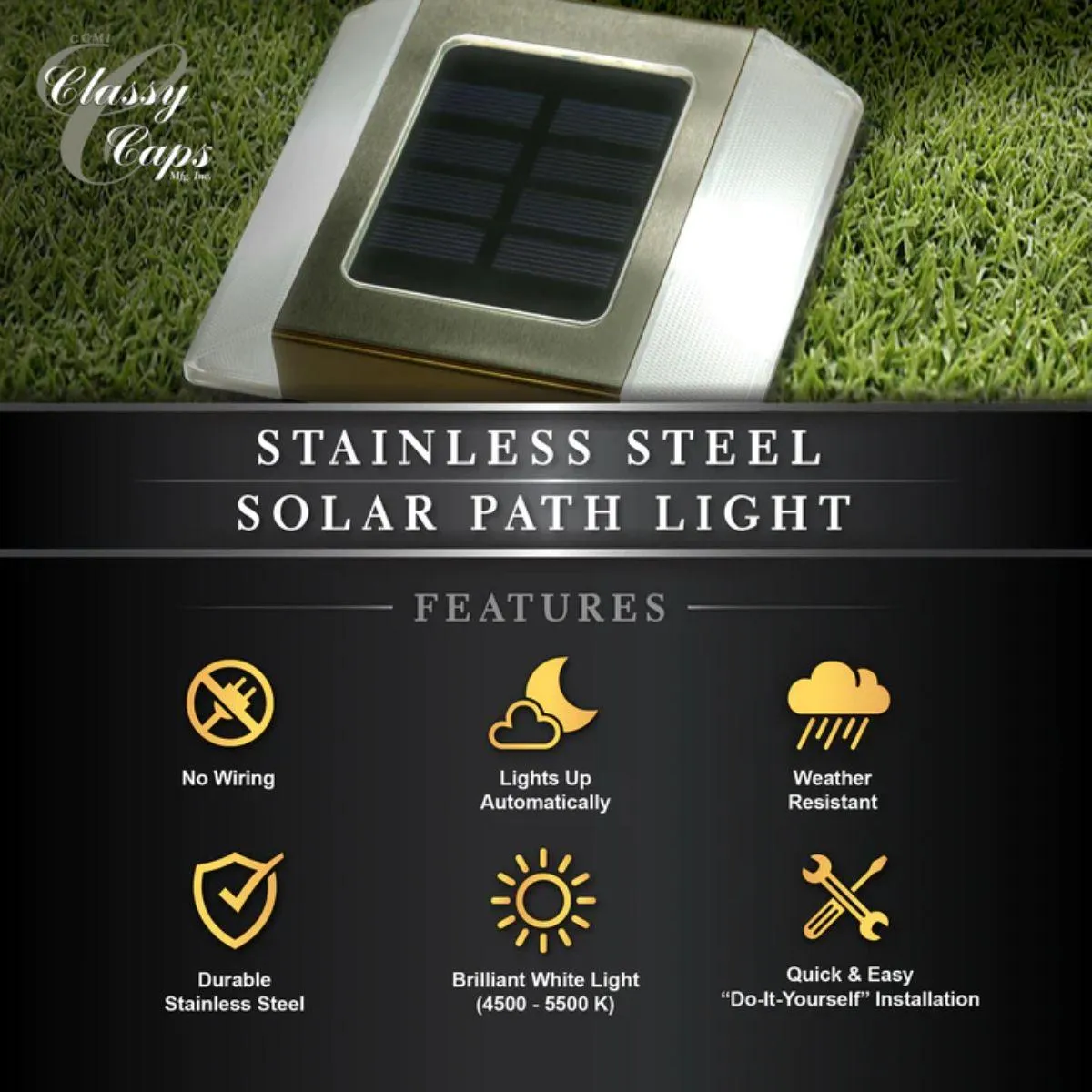 Solar LED Pathway Light 10 Lumens 4500K Silver (Pack Of 2)