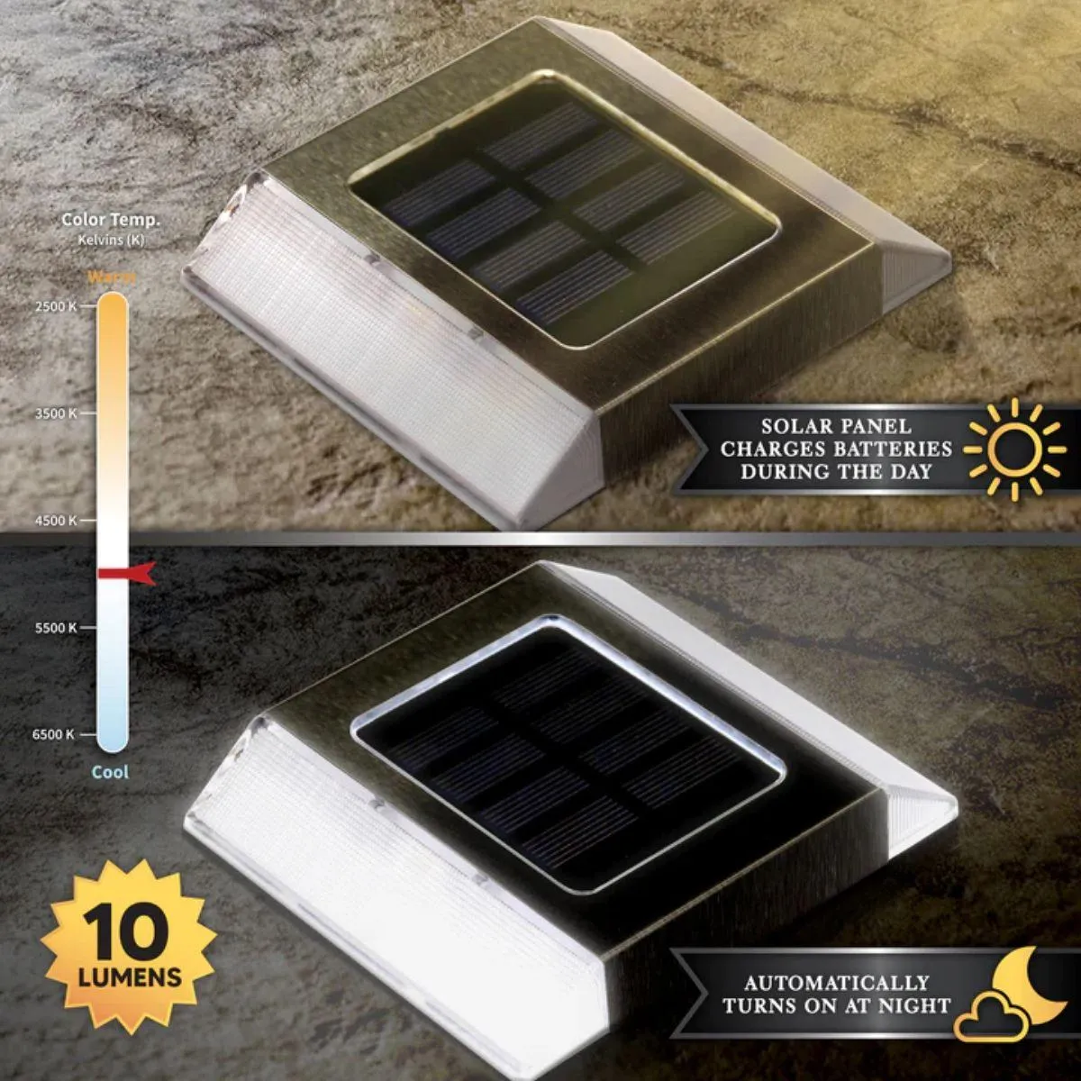 Solar LED Pathway Light 10 Lumens 4500K Silver (Pack Of 2)