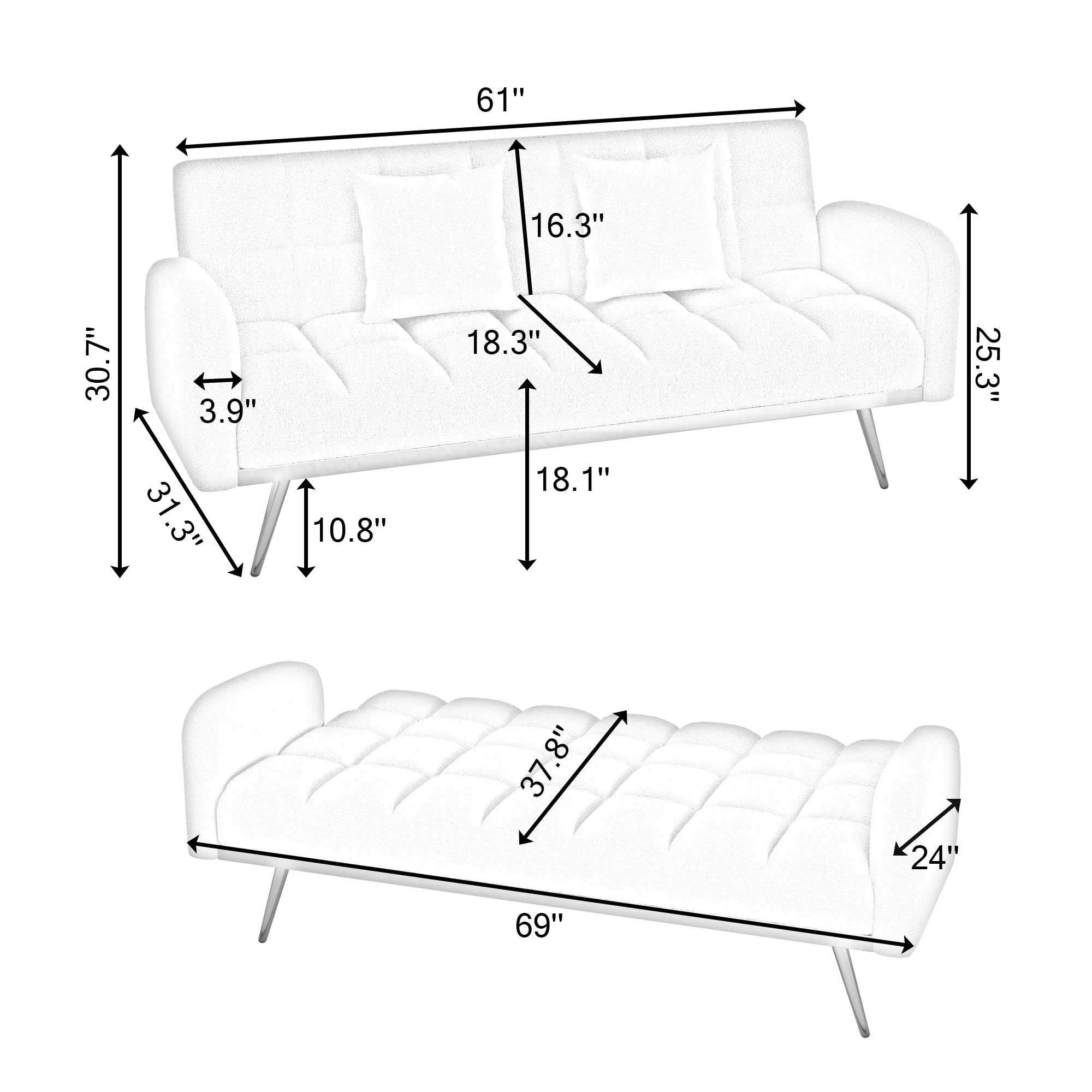 Sonic Convertible Sofa Bed- Green