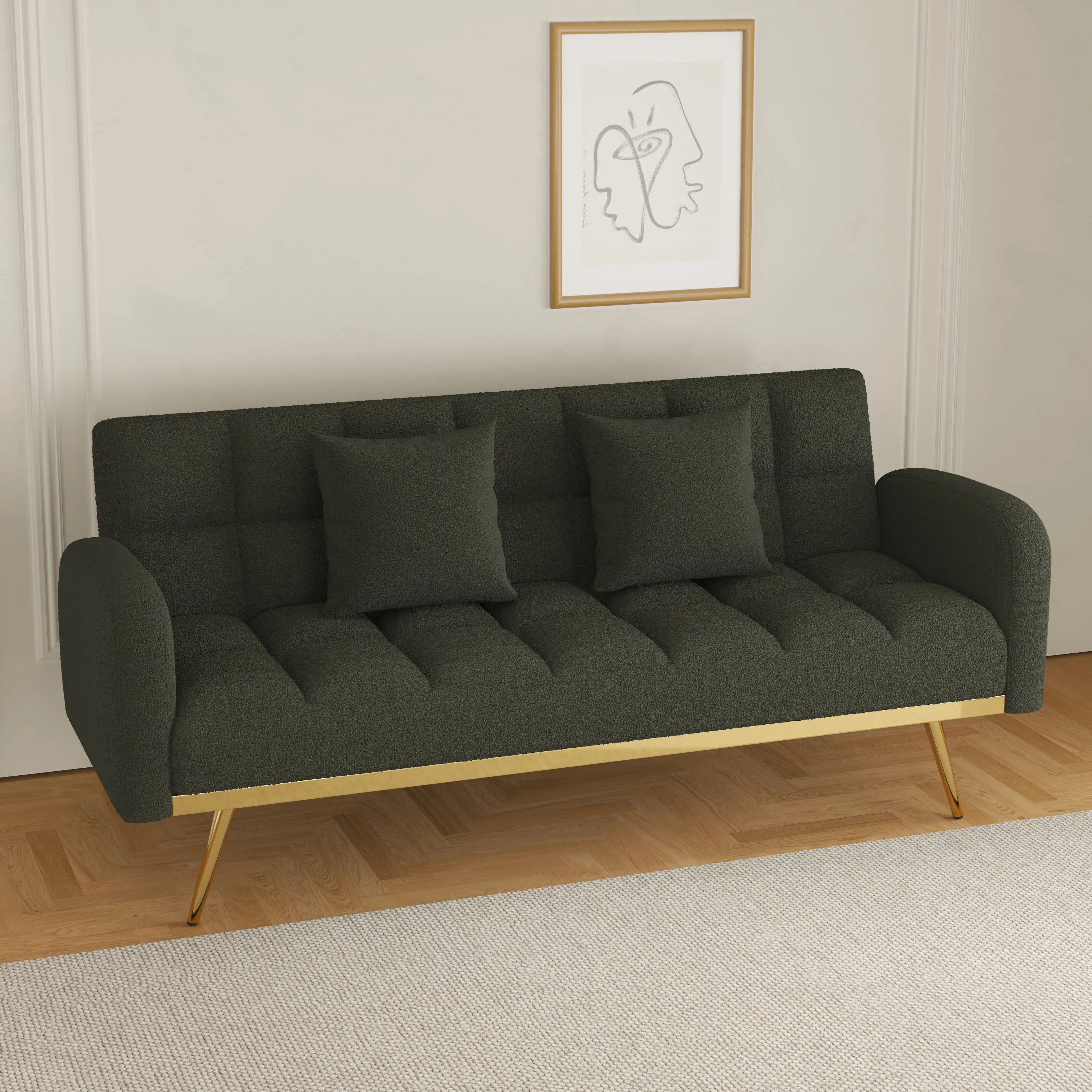 Sonic Convertible Sofa Bed- Green