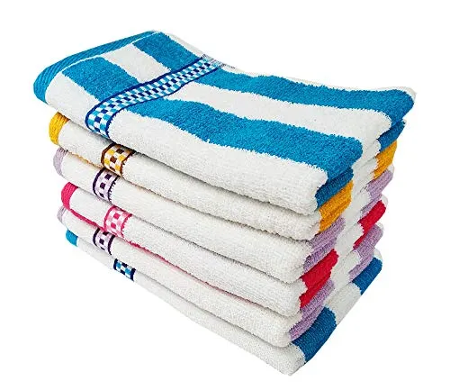 Space Fly High Absrobent Cotton Striped Hand Towels Best Use for Kitchen and Bathroom (Size: 11X 17 inch_Multi Color) (Set of 6)