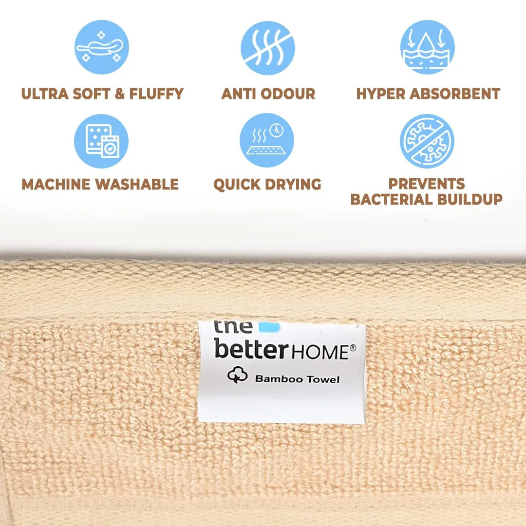 The Better Home 600GSM 100% Bamboo Hand Towel | Anti Odour & Anti Bacterial Bamboo Towel | Ultra Absorbent & Quick Drying Hand & Face Towel for Men & Women (Pack of 1, Beige)