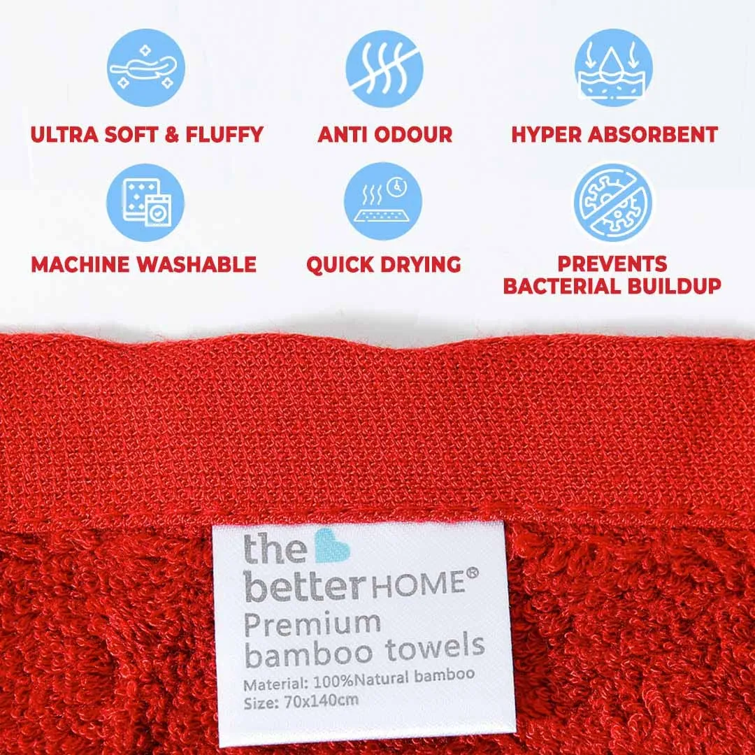 The Better Home Bamboo Bath Towel for Men & Women | 450GSM Bamboo Towel | Ultra Soft, Hyper Absorbent & Anti Odour Bathing Towel | 27x54 inches (Pack of 1, Red)