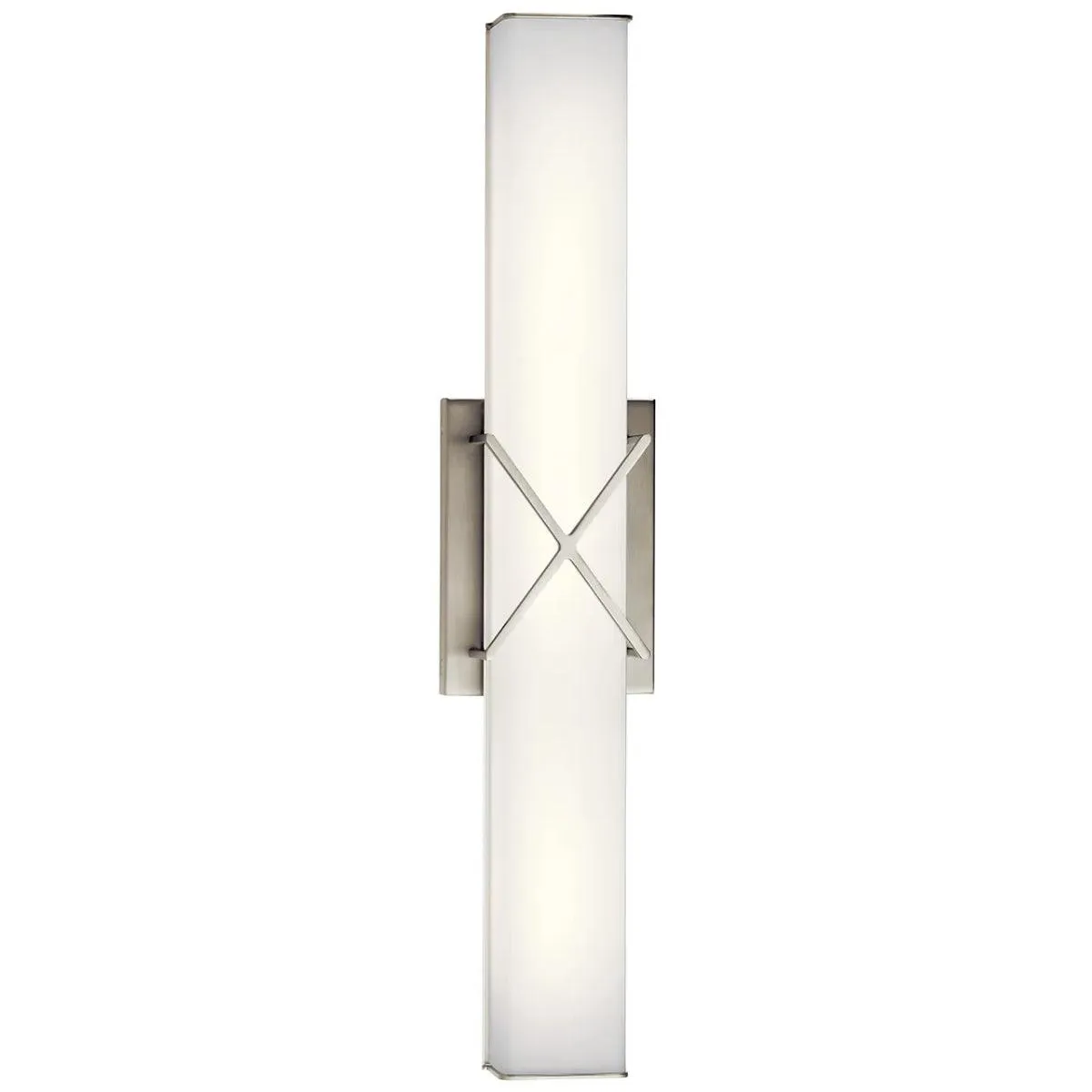 Trinsic 22 In 2-Lights LED Bathroom vanity Light With Clear Satin Etched Glass, Brushed Nickel Finish