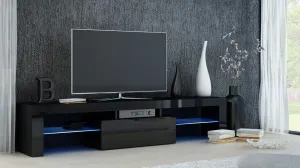 TV STAND DACO 160CM BLACK / BLACK GLOSS