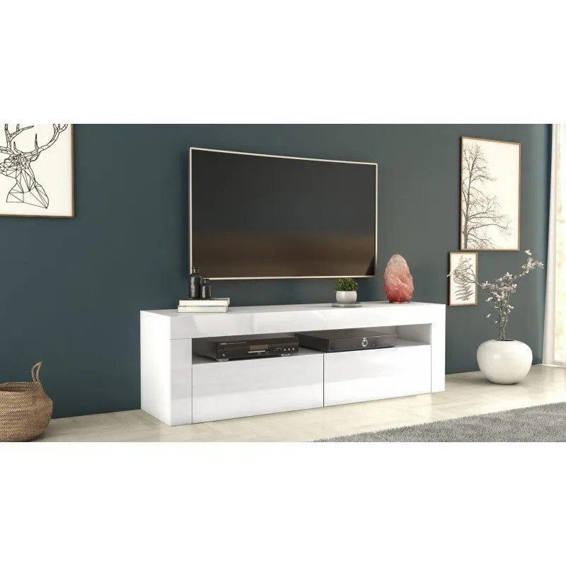 TV STAND DACO 2DRAWS 160CM WHITE / WHITE GLOSS