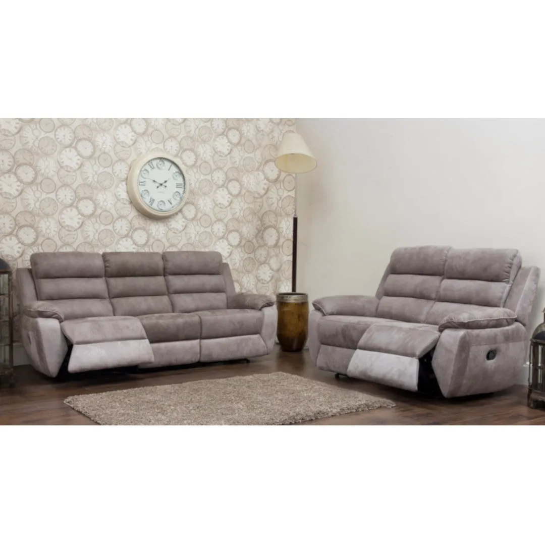 Urban Electric Reclining Sofa Range in Brown/ Grey by Sofahouse