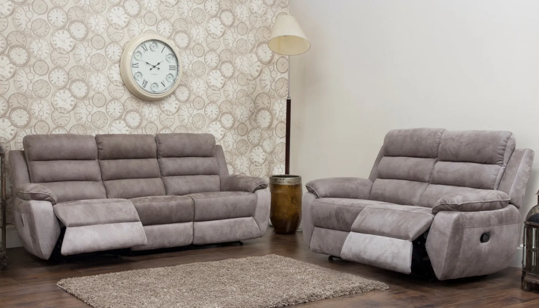 Urban Electric Reclining Sofa Range in Brown/ Grey by Sofahouse