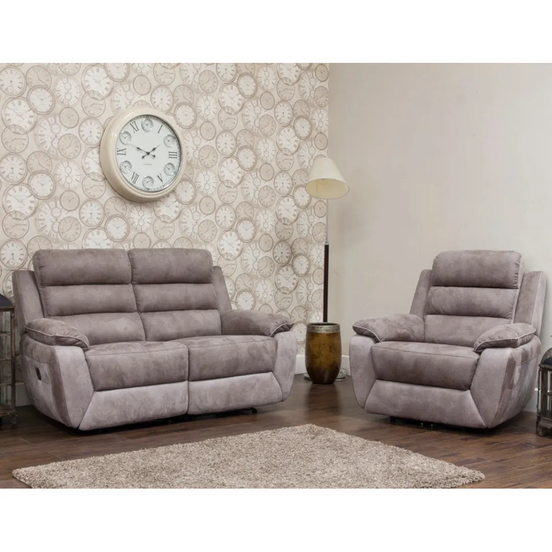 Urban Electric Reclining Sofa Range in Brown/ Grey by Sofahouse