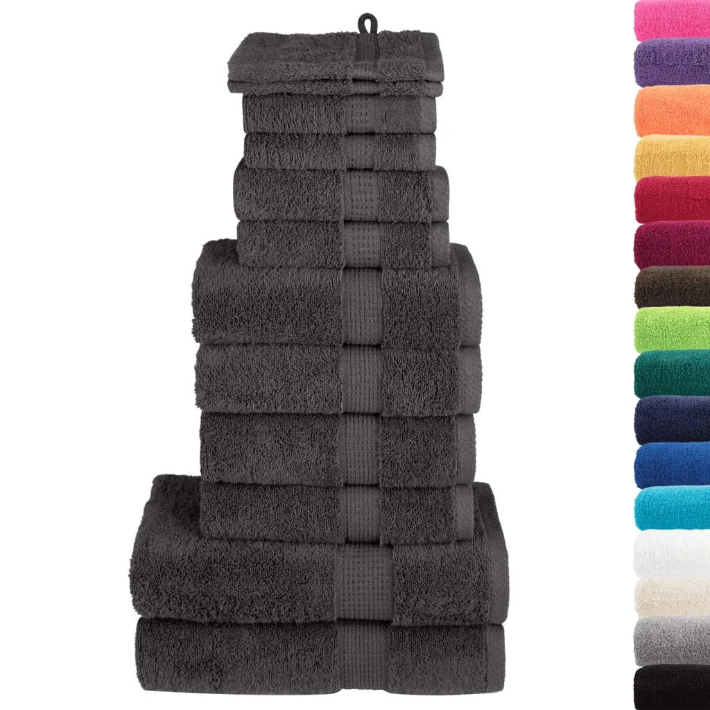 vidaXL 12 Piece Premium Towel Set SOLUND Anthracite 600 gsm - Ultra Soft, 100% Cotton Towels