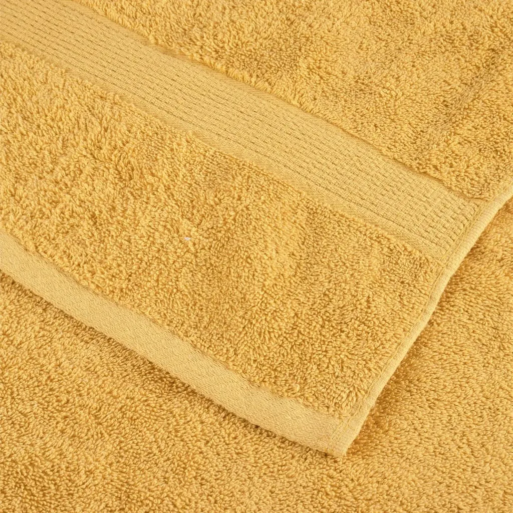 vidaXL 12 Piece Premium Towel Set SOLUND Gold 600 gsm - Soft, Durable, Machine Washable, & Highly Absorbent Towels for Home & Spa Use