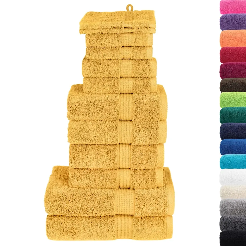 vidaXL 12 Piece Premium Towel Set SOLUND Gold 600 gsm - Soft, Durable, Machine Washable, & Highly Absorbent Towels for Home & Spa Use