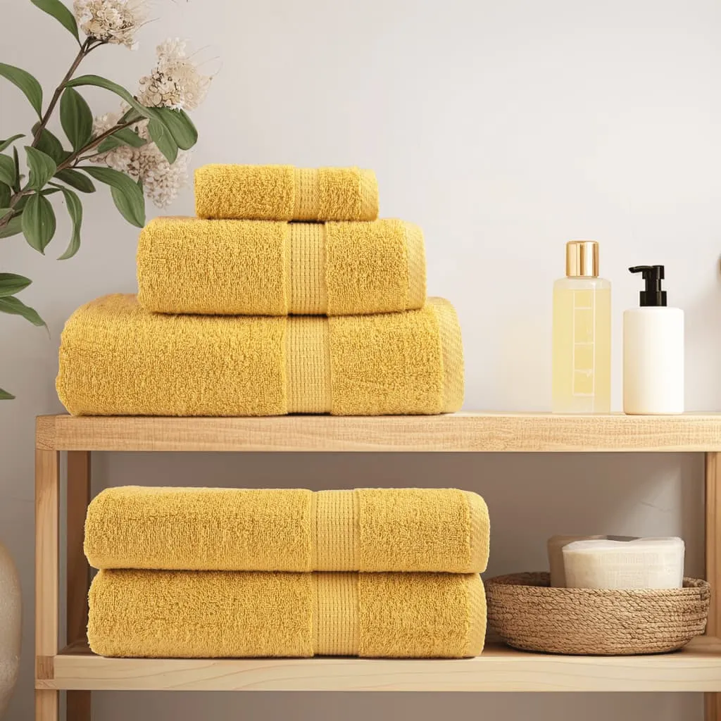 vidaXL 12 Piece Premium Towel Set SOLUND Gold 600 gsm - Soft, Durable, Machine Washable, & Highly Absorbent Towels for Home & Spa Use