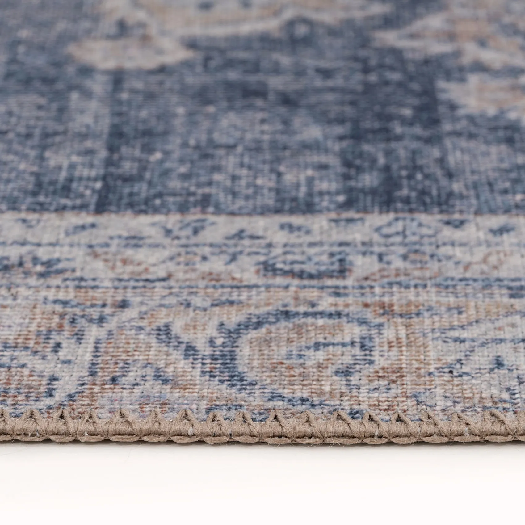 Washable Denim Blue Runner Rug - Ballina