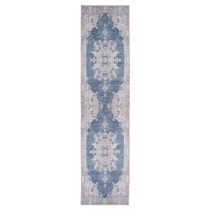 Washable Denim Blue Runner Rug - Ballina