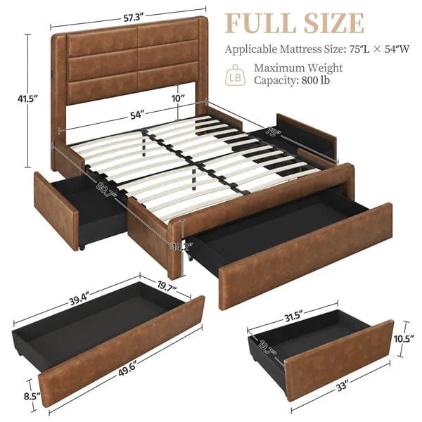 Yaheetech Bed Frame with 2 USB Charging Stations